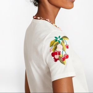 New Brooks Brothers White Cherry Sleeve Tee Shirt
